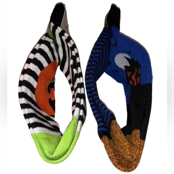 RIP Halloween Crew Socks 2 Pair Men 6-12 Black Orange w Jack O'Lantern Bat NEW! - Picture 6 of 12